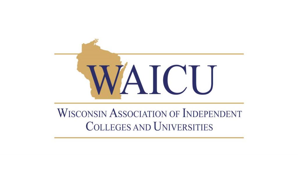 Blue and gold logo for the Wisconsin Association of Independent Colleges and Universities.