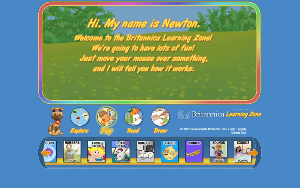 Screen capture of the Britannica Learning Zone website homepage.
